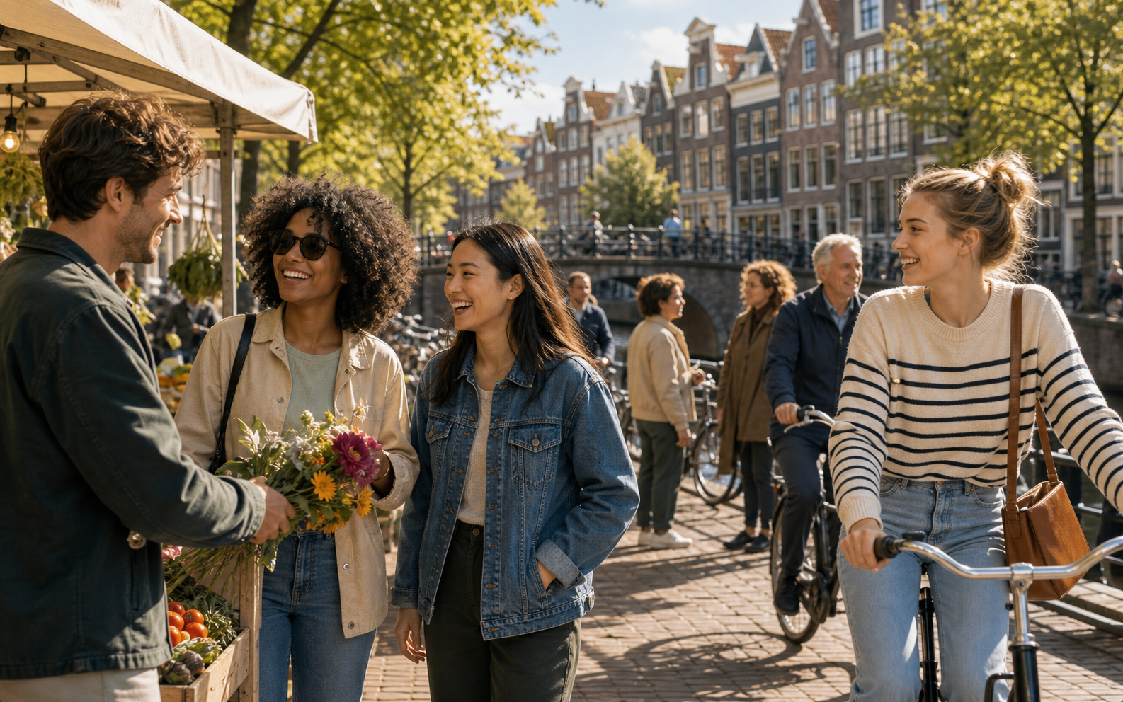 People enjoying local life in the Netherlands